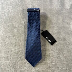 Murano Slim Tie Necktie Blue Geometric Textured 100% Silk Office Minimalist